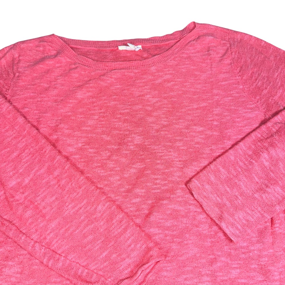 Eileen Fisher Pink Organic Linen Cotton Slub Crewneck Tunic 3/4 Sleeve Women's L